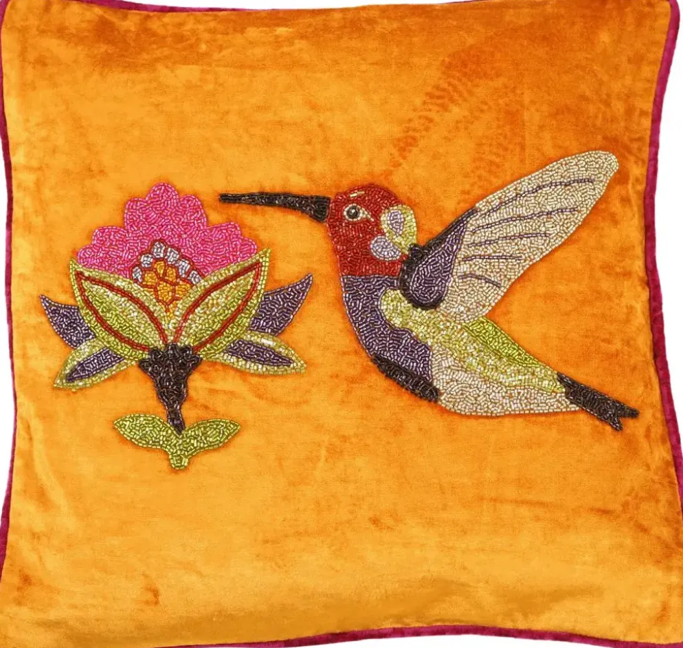 Werner Voss kussen kolibrie 45x45cm oranje