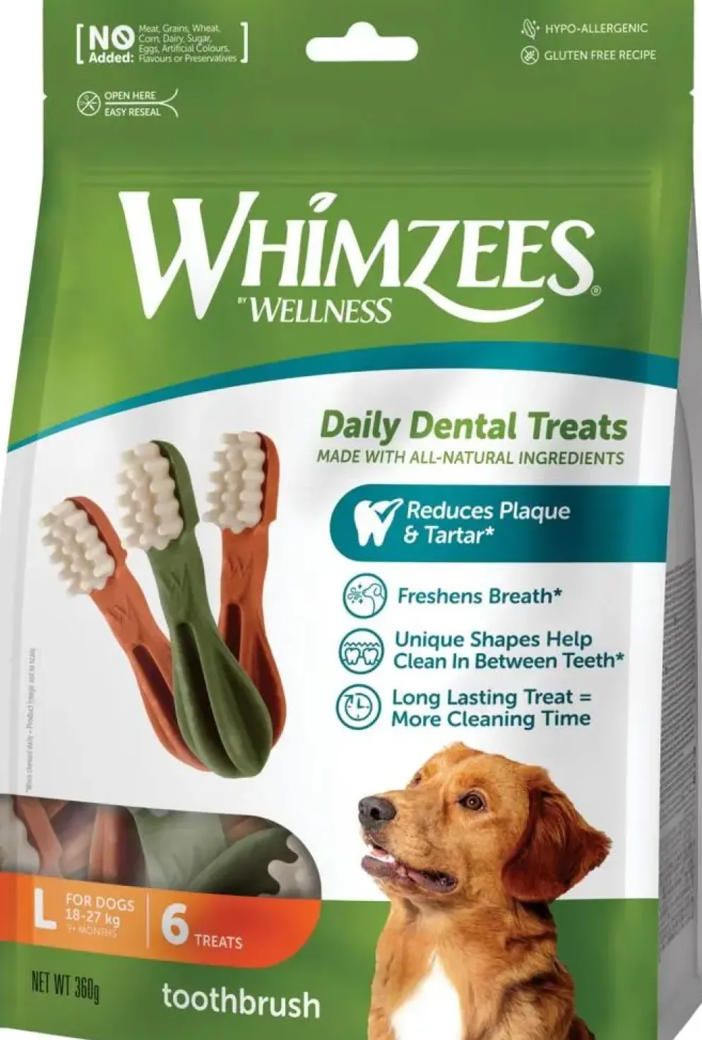 Whimzees tandenborstel 14,5cm 6 stuks - L