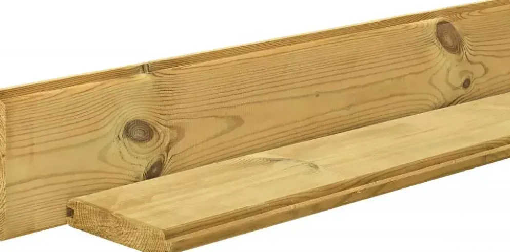 Woodvision grenen blokhutprofiel eindplank geschaafd 2.8x13.5x200 cm geïmpregneerd