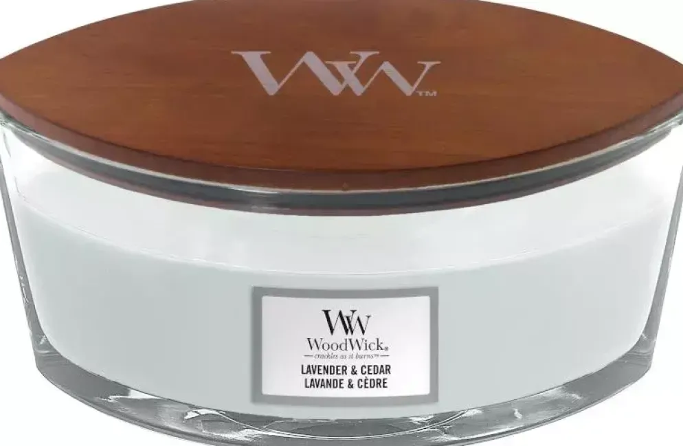 WoodWick ellipse candle lavender & cedar