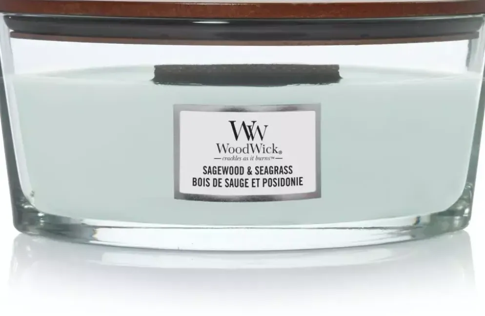 WoodWick ellipse candle sagewood & seagrass