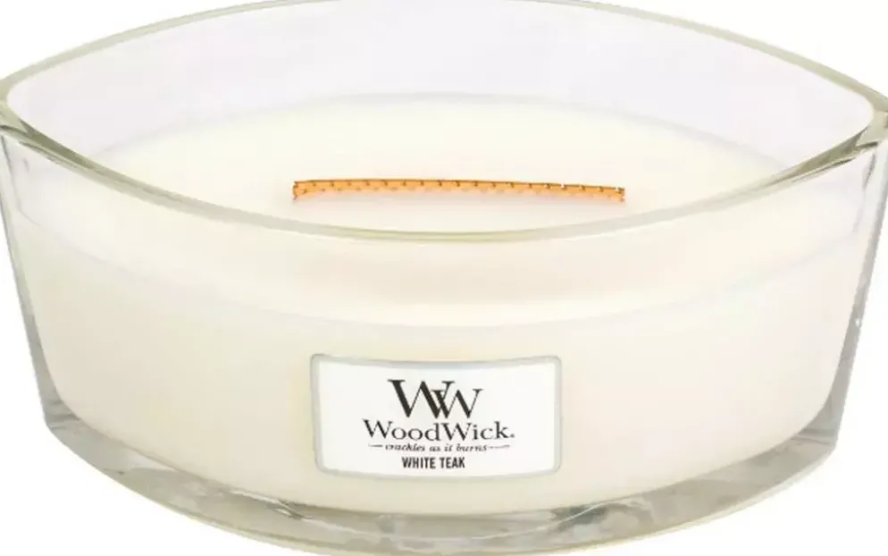 WoodWick ellipse candle white teak