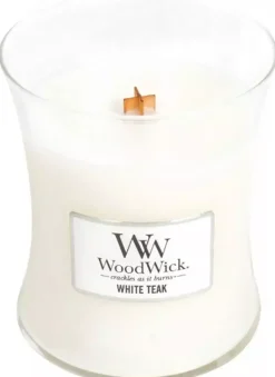 WoodWick medium candle white teak