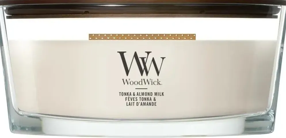 WoodWick Tonka & Almond Milk ellipse candle